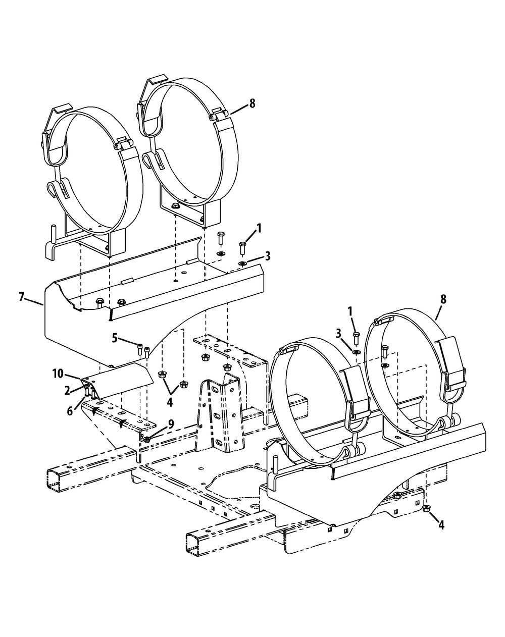 Fuel Tank Bracket Assembly Diagram and Parts List for S7237-KW LP-53AP8DU8750-999cc Cub Cadet Lawn Tractor
